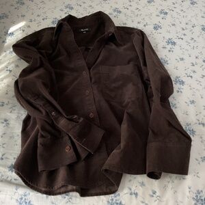 NWOT Madewell Chocolate Brown Corduroy Shirt